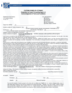 US Customs Power of Attorney