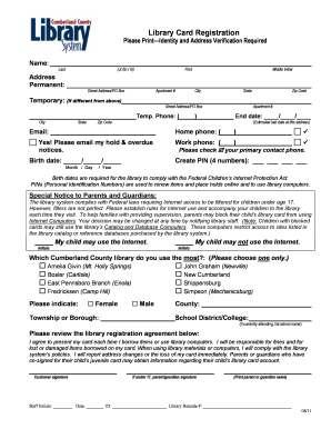 Library Card Registration Form