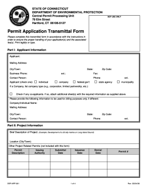 Connecticut DEP Permit Application Transmittal Form