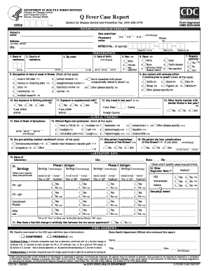 CDC Q Fever Case Report Form