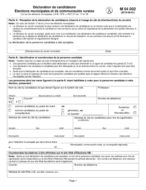 Déclaration de candidature