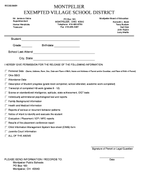 Student Records Release Form