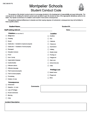 Montpelier Schools Student Conduct Code