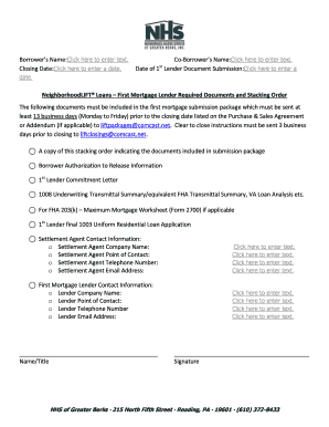 NeighborhoodLIFT First Mortgage Lender Required Documents