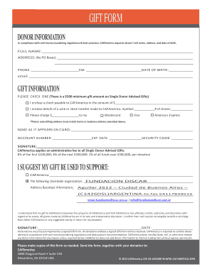 CAFAmerica Gift Form