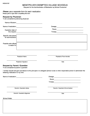 Medication Administration Request Form