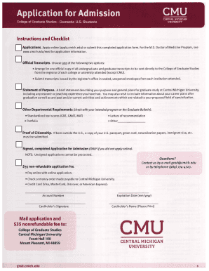 Central Michigan University Graduate Application Form