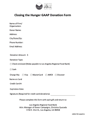 Closing the Hunger GAAP Donation Form