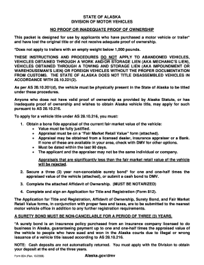 Alaska Vehicle Title Surety Bond Form
