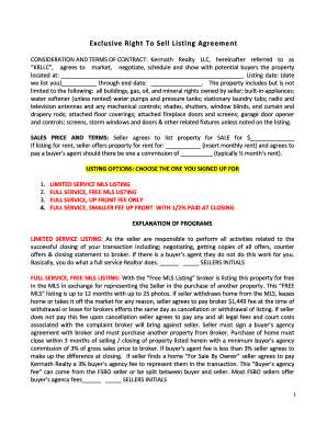 Exclusive Right To Sell Listing Agreement
