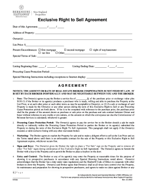 Exclusive Right to Sell Agreement