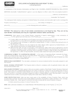 Exclusive Authorization and Right to Sell Listing Agreement