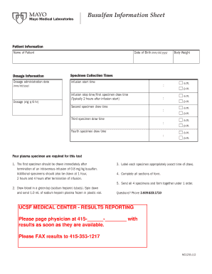 Busulfan Dosage Administration Form