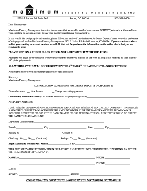 Authorization Agreement for Direct Deposits