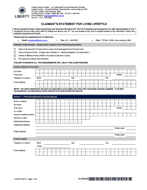 Liberty Living Lifestyle Claim Form