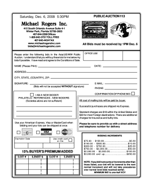 Public Auction Bid Form