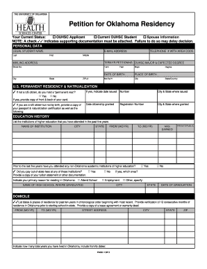 Oklahoma Residency Petition Form
