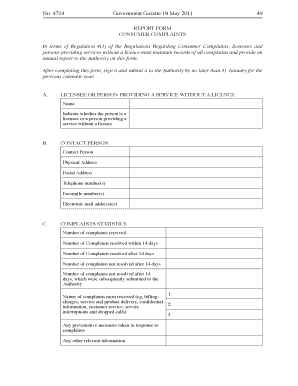 Consumer Complaints Report Form