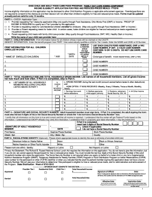 Ohio Child and Adult Food Care Program Application