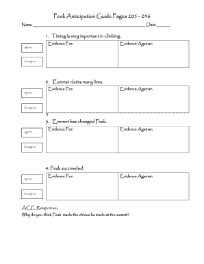 Peak Anticipation Guide