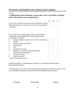Assessment and Curriculum Planning Form