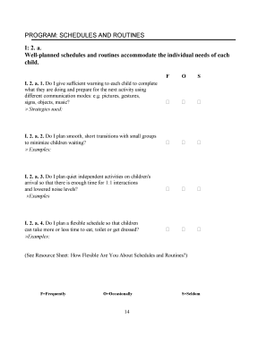 Childcare Schedules and Routines Assessment Form