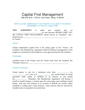 Rental Lease Agreement with Month-to-Month Reversion