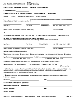 Consent to Disclose Personal Health Information