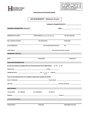 Volunteer Service Application Form