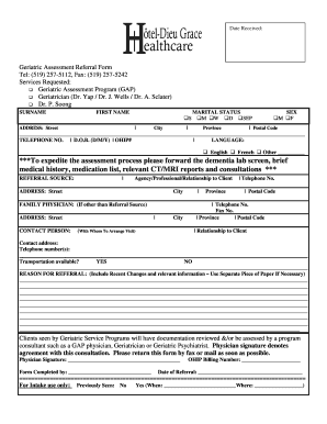 Geriatric Assessment Referral Form