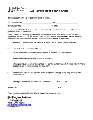 Volunteer Reference Form