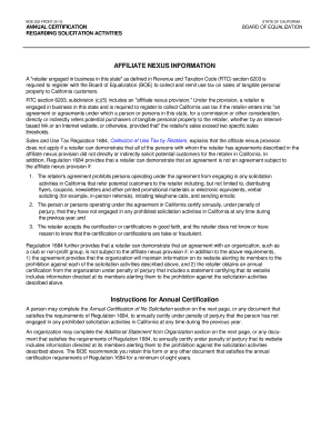 California Annual Certification Regarding Solicitation Activities