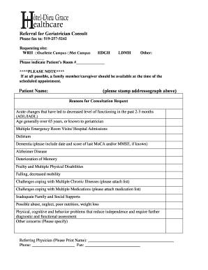Referral for Geriatrician Consult