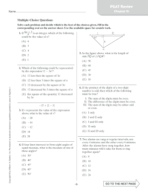 PSAT Review Chapter 01 Answer Sheet