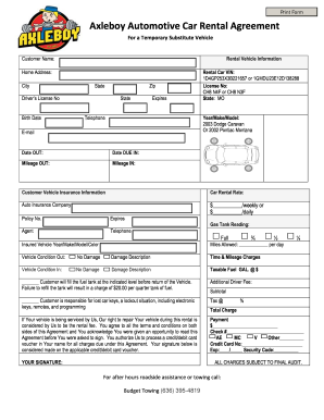 121 Printable Car Rental Agreement Forms And Templates Fillable Samples In Pdf Word To Download Pdffiller