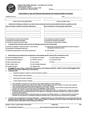Authorization to Use and Disclose Educational and Protected Health Information