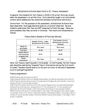 Multiplication & Division Fluency Assessment
