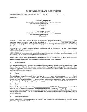 Parking Lot Lease Agreement