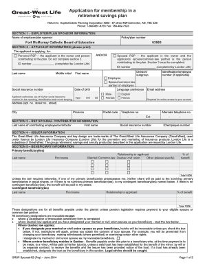 Retirement Savings Plan Application