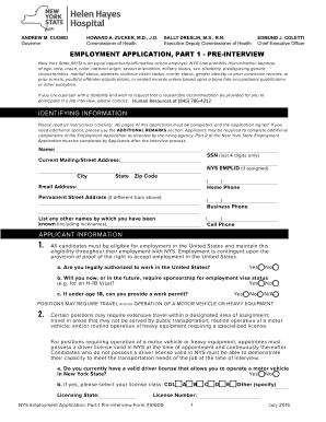 New York State Employment Application