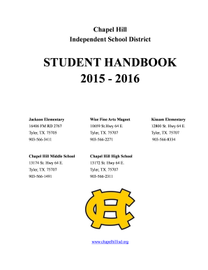 Chapel Hill ISD Student Handbook Acknowledgment