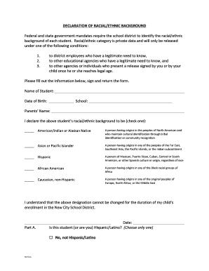 Declaration of Racial/Ethnic Background