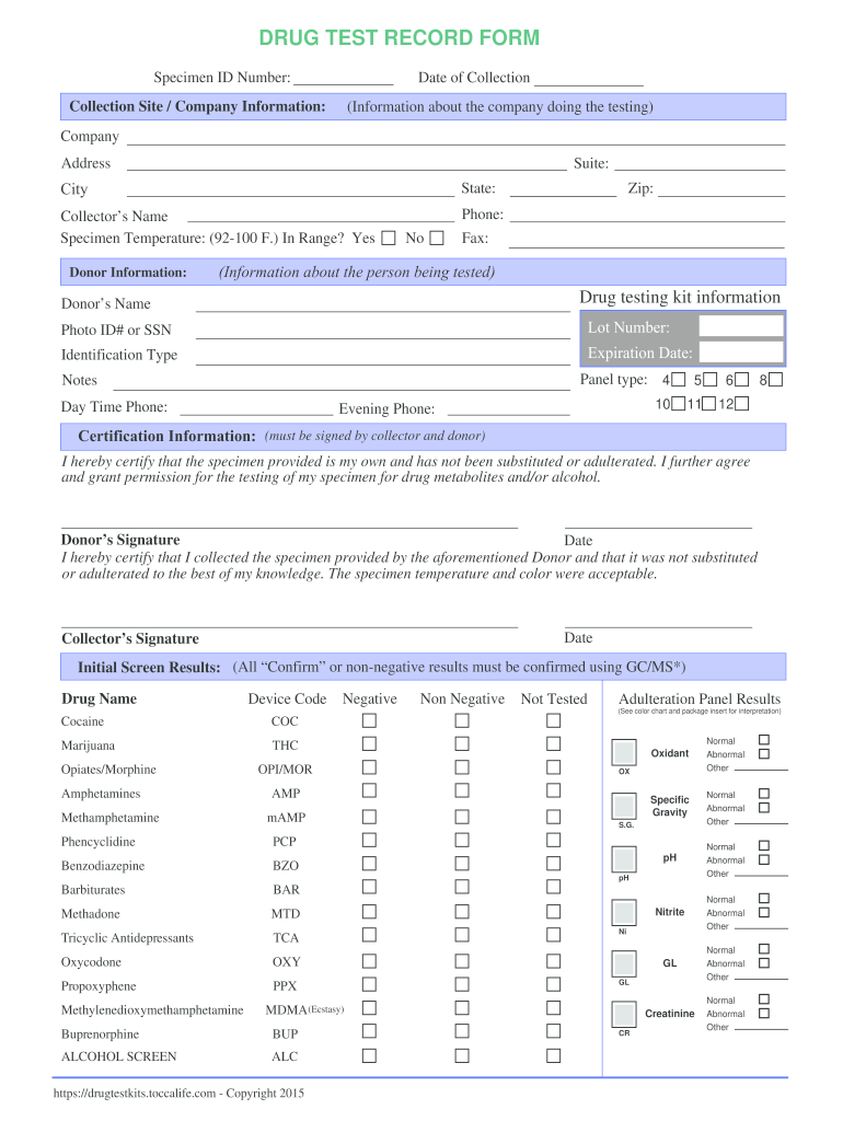 Initial Drug Screen Result Form Drug Test Kits Direct Fill and Sign