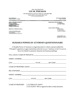 Durable Power of Attorney Questionnaire