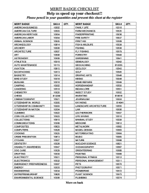 Boy Scouts Merit Badge Checklist