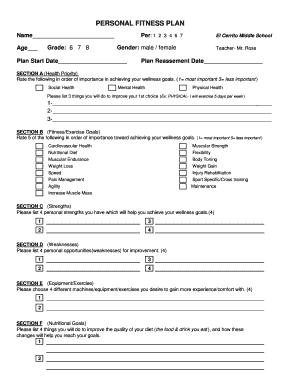 Personal Fitness Plan