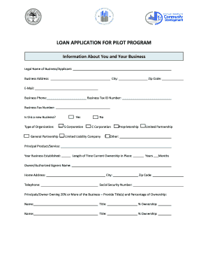 Loan Application for Pilot Program