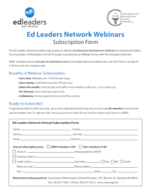 Ed Leaders Network Webinar Subscription Form