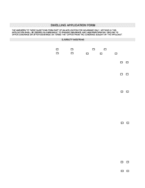 Dwelling Insurance Application Form