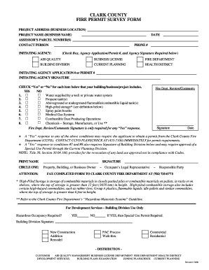 Clark County Fire Permit Survey Form